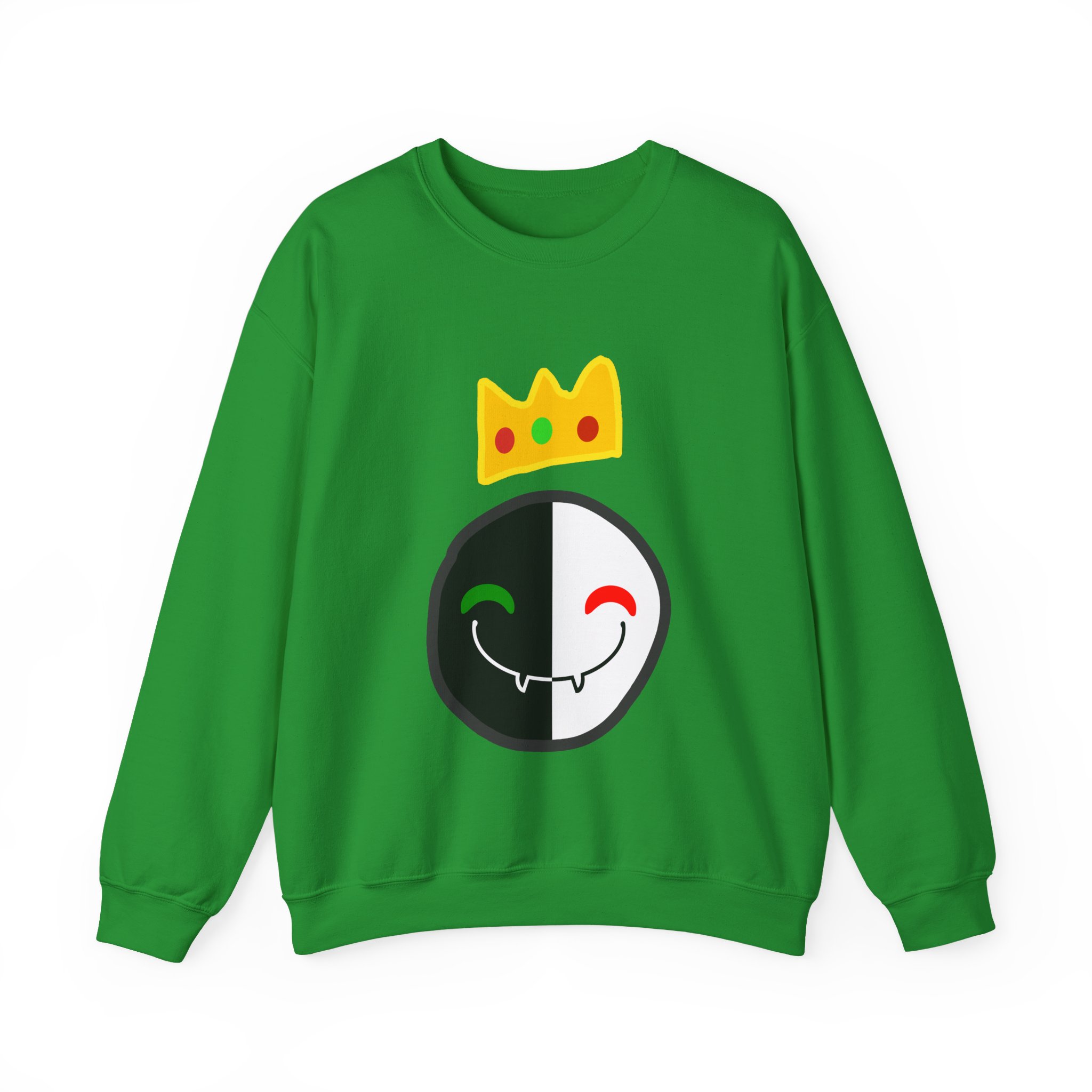 Black & White Smile Crown Sweatshirt – Split Face Gamer Sweatshirt – Aesthetic Gaming Sweatshirt – Gift for Gamers – Unisex Sweatshirt - Image 5