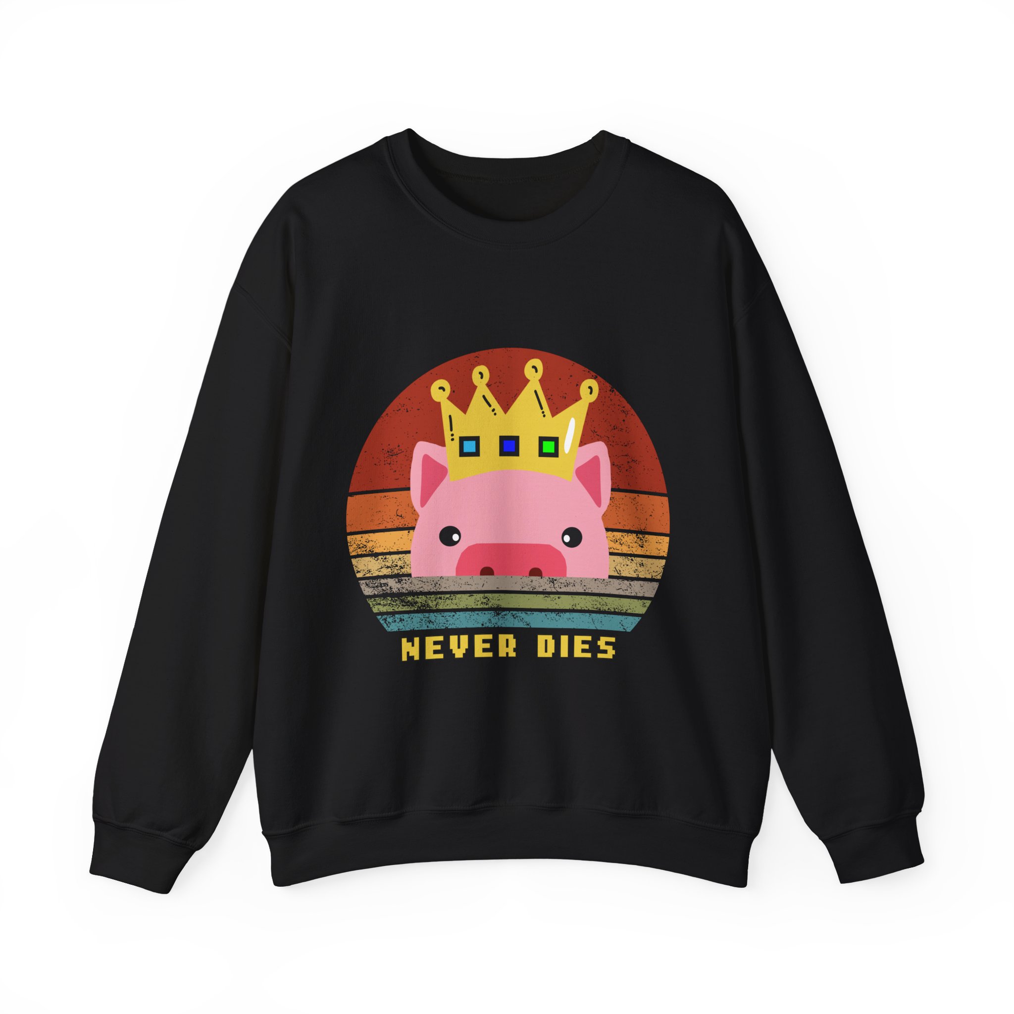Techno Never dies Sweatshirt - Retro Crown Gamer Sweatshirt – Cozy Graphic Crewneck – Gift for Gamers– Unisex Sweatshirt - Image 2